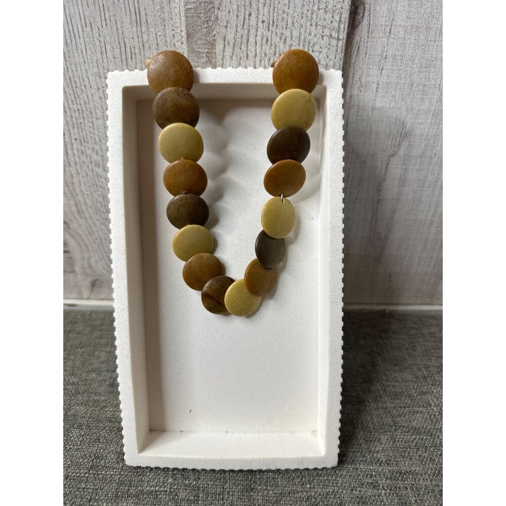 Vintage Brown Round Beaded Necklace Earthy Warm Boho Western Womens Fashion